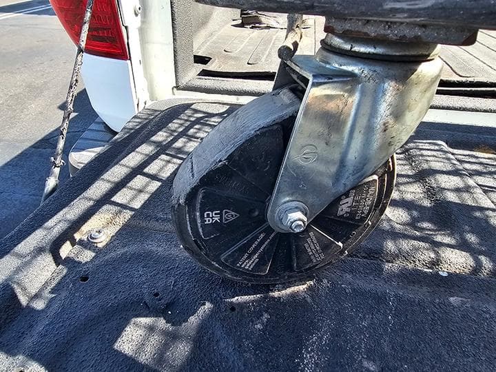 Stolen shopping cart with damage gatekeeper wheel