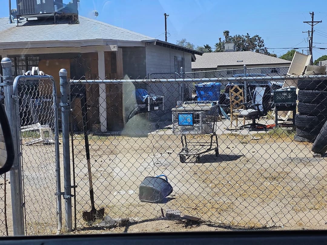 image of a shopping cart in a backyard